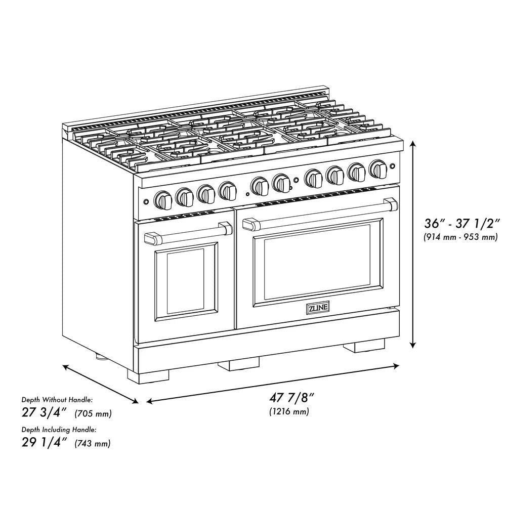 ZLINE 48 in. 6.7 cu. ft. Paramount Double Oven Dual Fuel Range