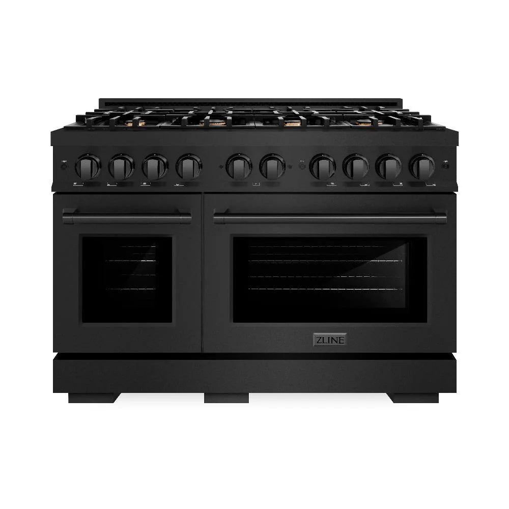 ZLINE 48 in. 6.7 cu. ft. Select Double Oven Gas Range in Black Stainless Steel