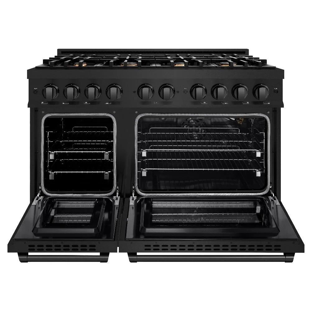ZLINE 48 in. 6.7 cu. ft. Select Double Oven Gas Range in Black Stainless Steel