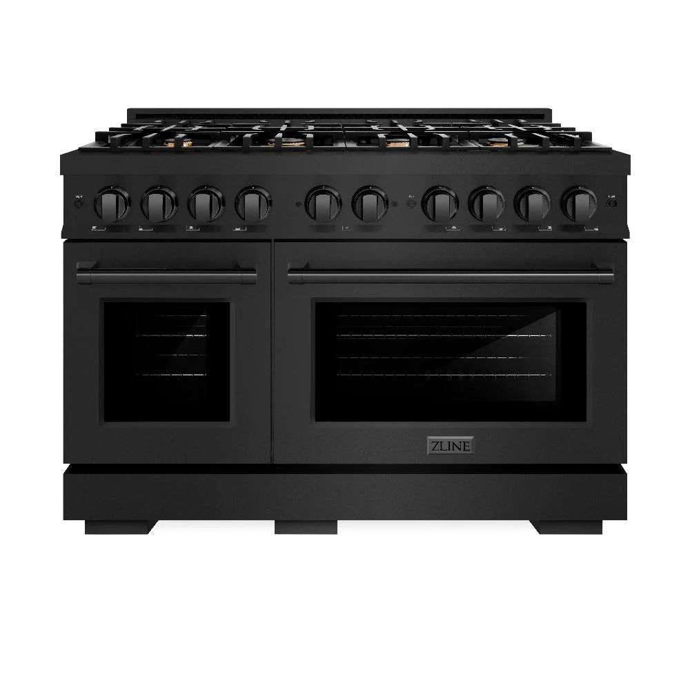 ZLINE 48 in. 6.7 cu. ft. Select Double Oven Gas Range in Black Stainless Steel