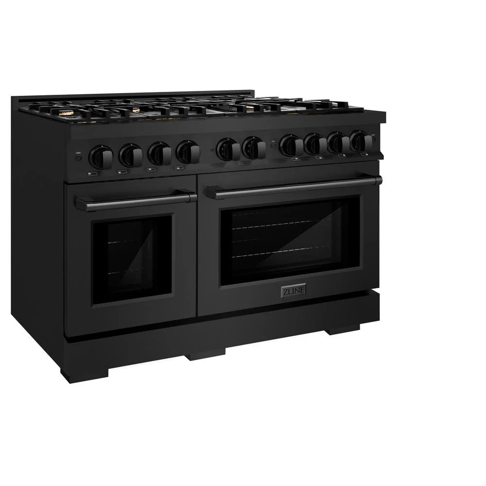 ZLINE 48 in. 6.7 cu. ft. Select Double Oven Gas Range in Black Stainless Steel