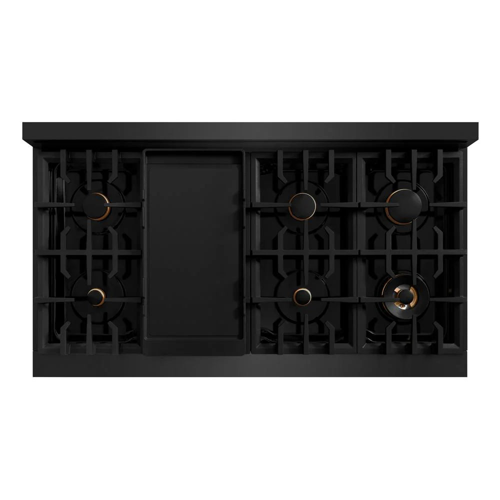 ZLINE 48 in. 6.7 cu. ft. Select Double Oven Gas Range in Black Stainless Steel