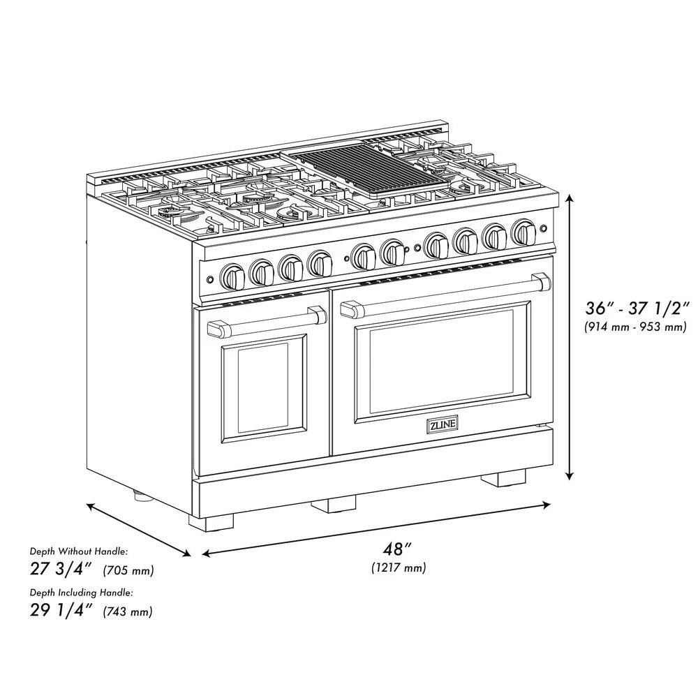 ZLINE Autograph Edition 48 in. 6.7 cu. ft. Select Double Oven Gas Range