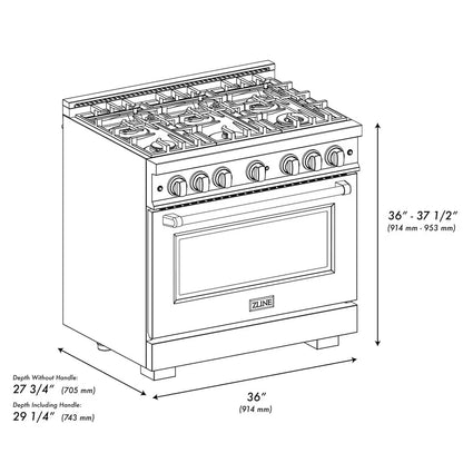 ZLINE 36 in. 5.2 cu. ft. Select Dual Fuel Range