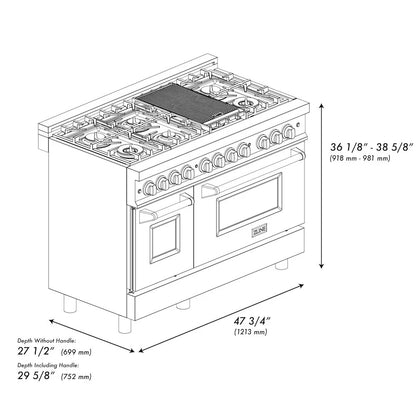 ZLINE 48 in. 6.0 cu. ft. Legacy Dual Fuel Range