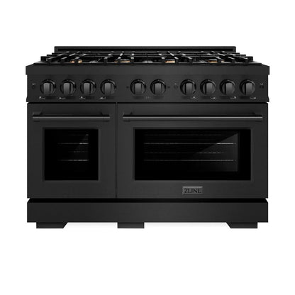 ZLINE 48 in. 6.7 cu. ft. Select Double Oven Gas Range in Black Stainless Steel