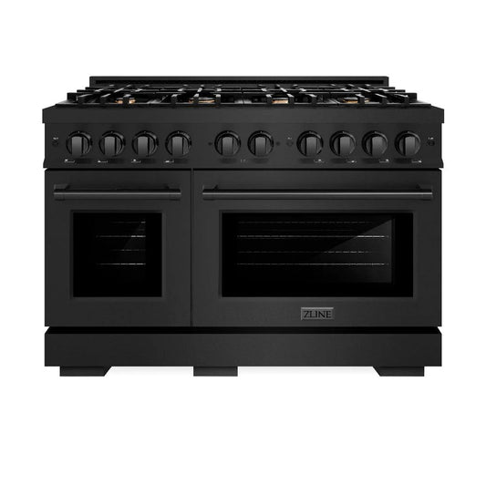 ZLINE 48 in. 6.7 cu. ft. Select Double Oven Gas Range in Black Stainless Steel