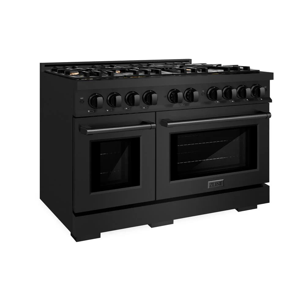 ZLINE 48 in. 6.7 cu. ft. Select Double Oven Gas Range in Black Stainless Steel
