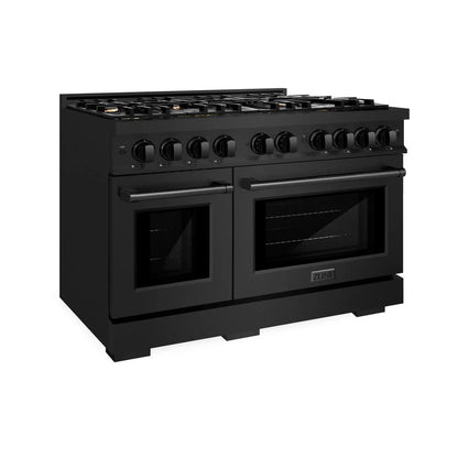 ZLINE 48 in. 6.7 cu. ft. Select Double Oven Gas Range in Black Stainless Steel